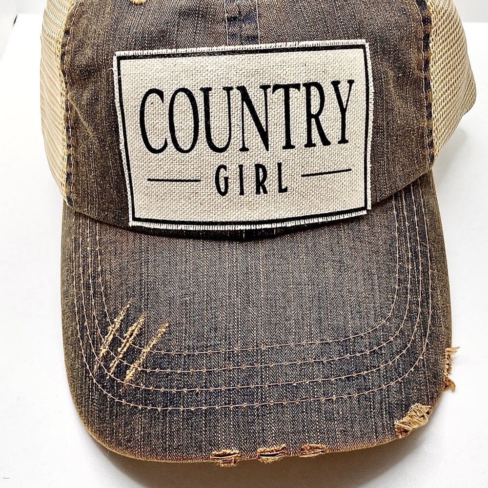 COUNTRY GIRL!! Brand new, distressed style, boutique, adjustable baseball cap!